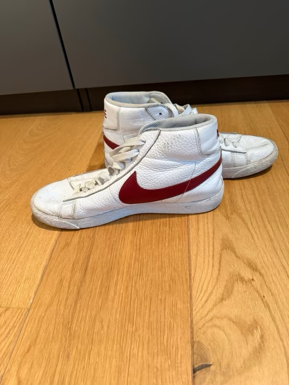 Nike White and Red High-Top Sneakers